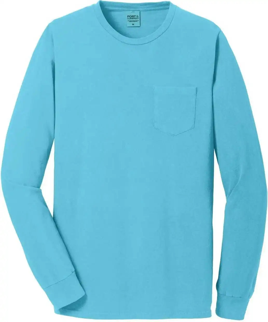 Port & Company Pc099lsp Beach Wash Garment-dyed Long Sleeve Pocket Tee - Tidal Wave