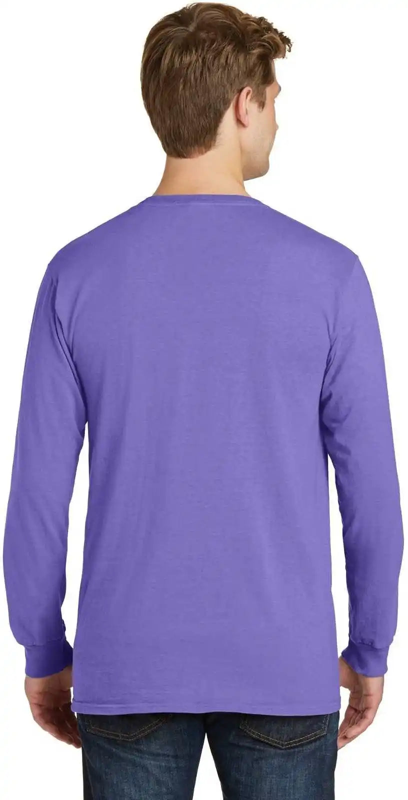 Port &amp; Company Pc099lsp Beach Wash Garment-dyed Long Sleeve Pocket Tee - Amethyst