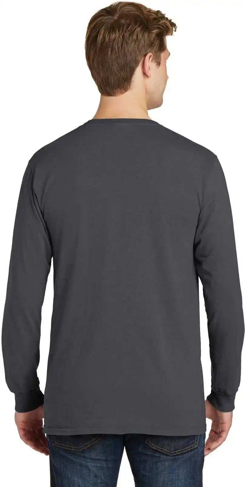 Port & Company Pc099lsp Beach Wash Garment-dyed Long Sleeve Pocket Tee - Coal