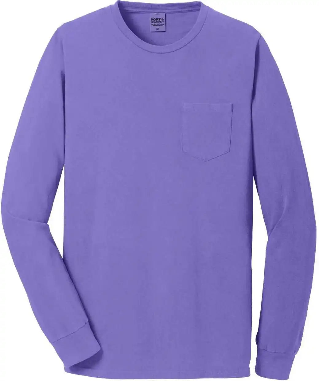 Port &amp; Company Pc099lsp Beach Wash Garment-dyed Long Sleeve Pocket Tee - Amethyst