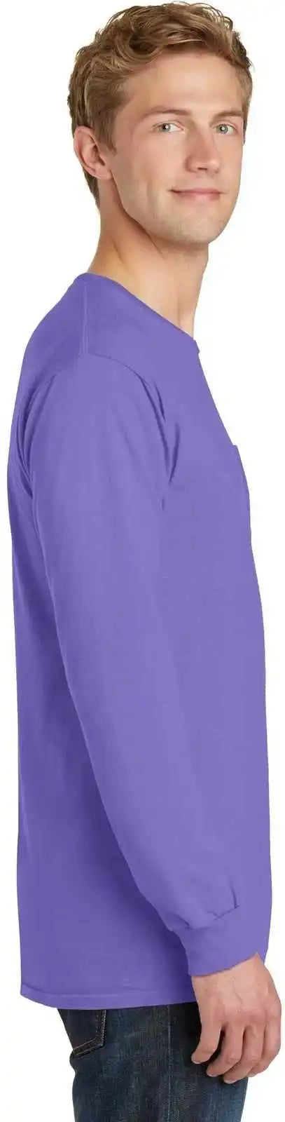 Port &amp; Company Pc099lsp Beach Wash Garment-dyed Long Sleeve Pocket Tee - Amethyst