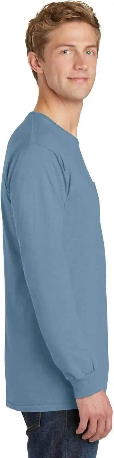 Port & Company Pc099lsp Beach Wash Garment-dyed Long Sleeve Pocket Tee - Mist