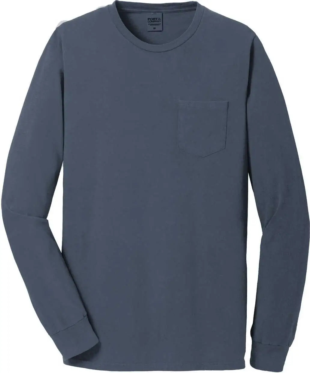 Port & Company Pc099lsp Beach Wash Garment-dyed Long Sleeve Pocket Tee - Denim Blue