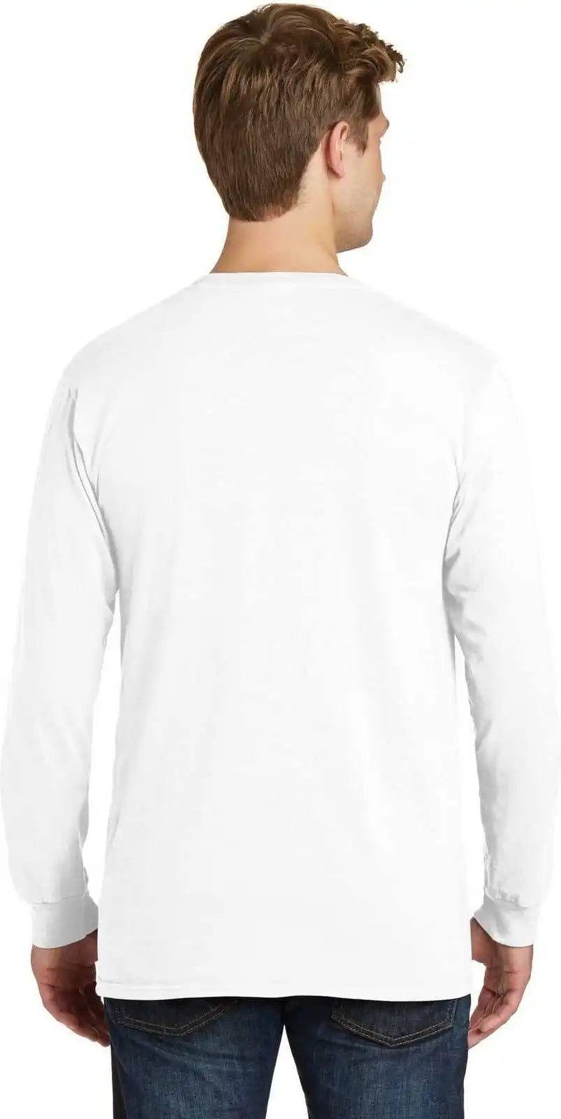 Port & Company Pc099lsp Beach Wash Garment-dyed Long Sleeve Pocket Tee - White