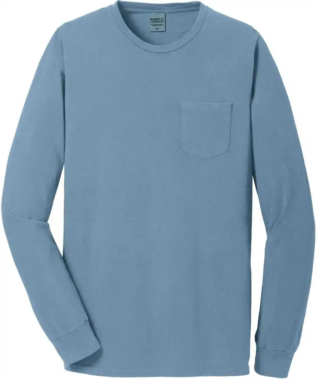 Port & Company Pc099lsp Beach Wash Garment-dyed Long Sleeve Pocket Tee - Mist