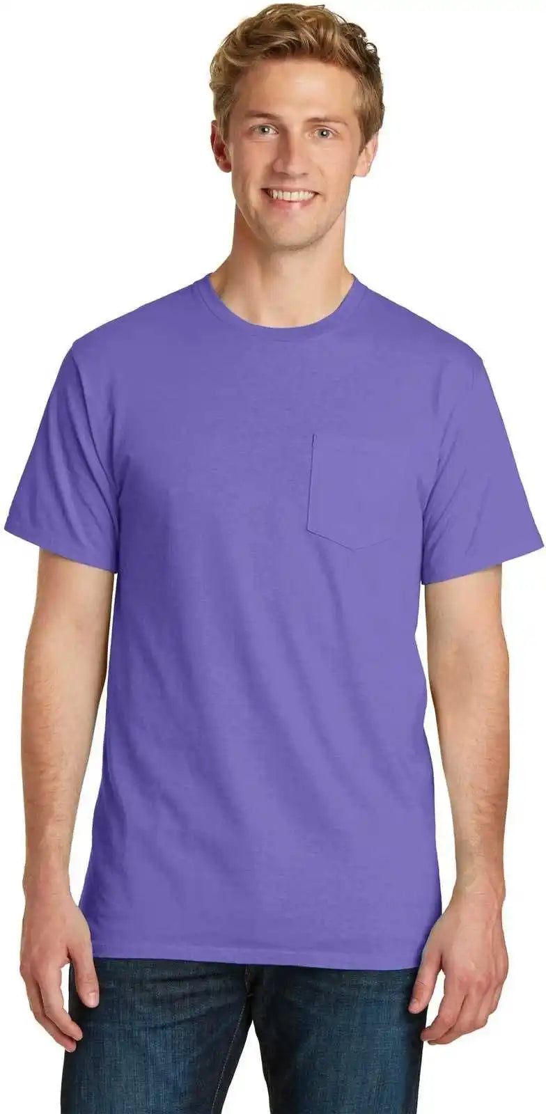 Port &amp; Company Pc099p Beach Wash Garment-dyed Pocket Tee - Amethyst