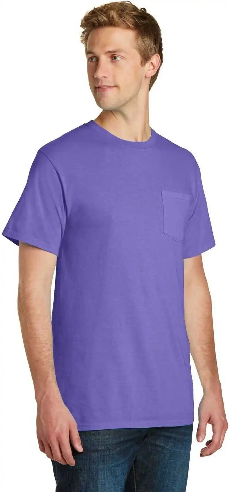 Port &amp; Company Pc099p Beach Wash Garment-dyed Pocket Tee - Amethyst