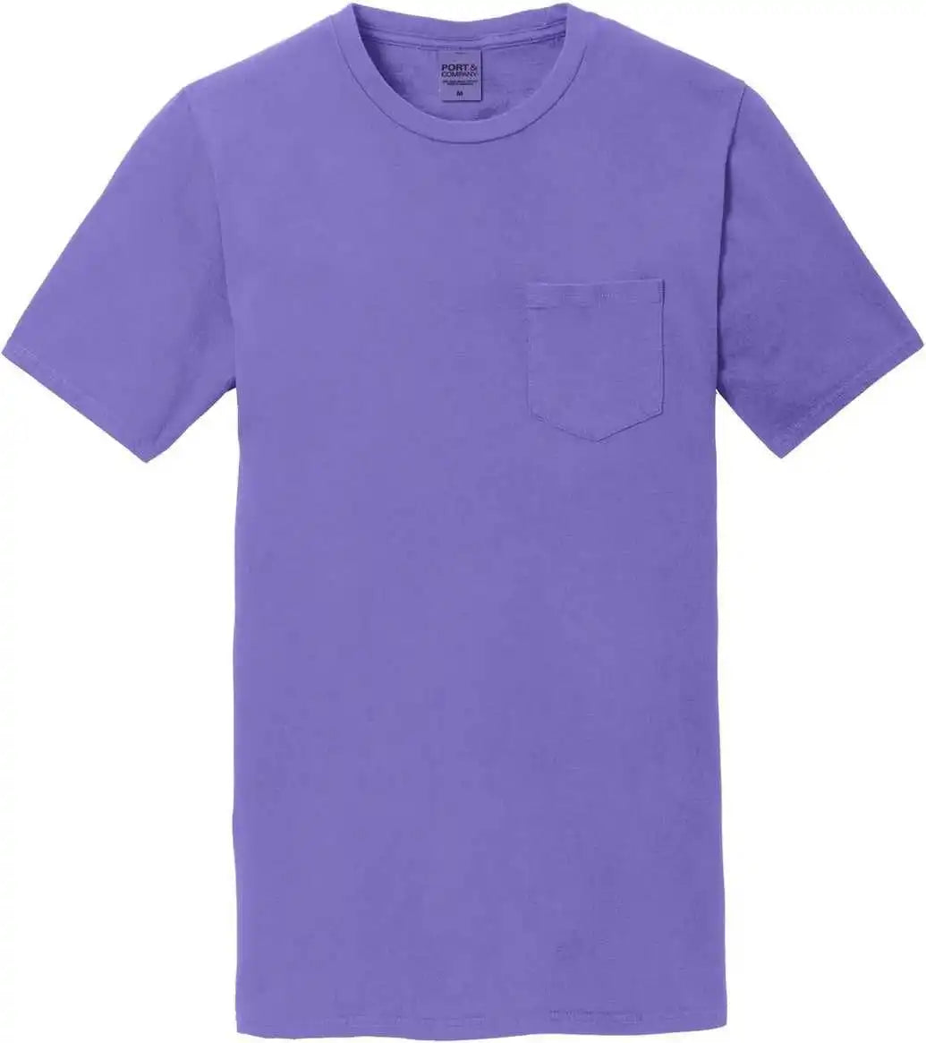 Port &amp; Company Pc099p Beach Wash Garment-dyed Pocket Tee - Amethyst