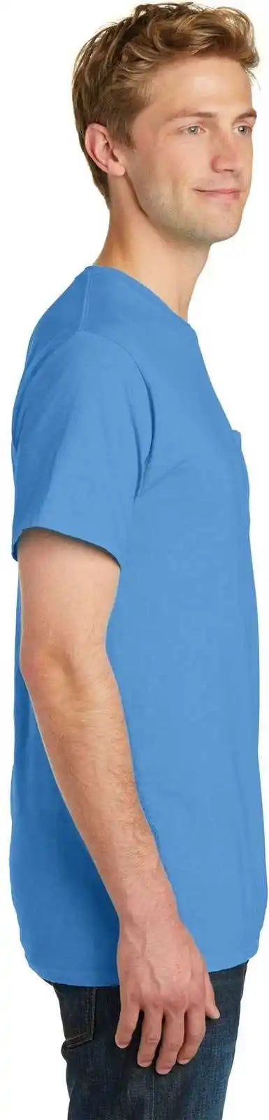 Port &amp; Company Pc099p Beach Wash Garment-dyed Pocket Tee - Blue Moon