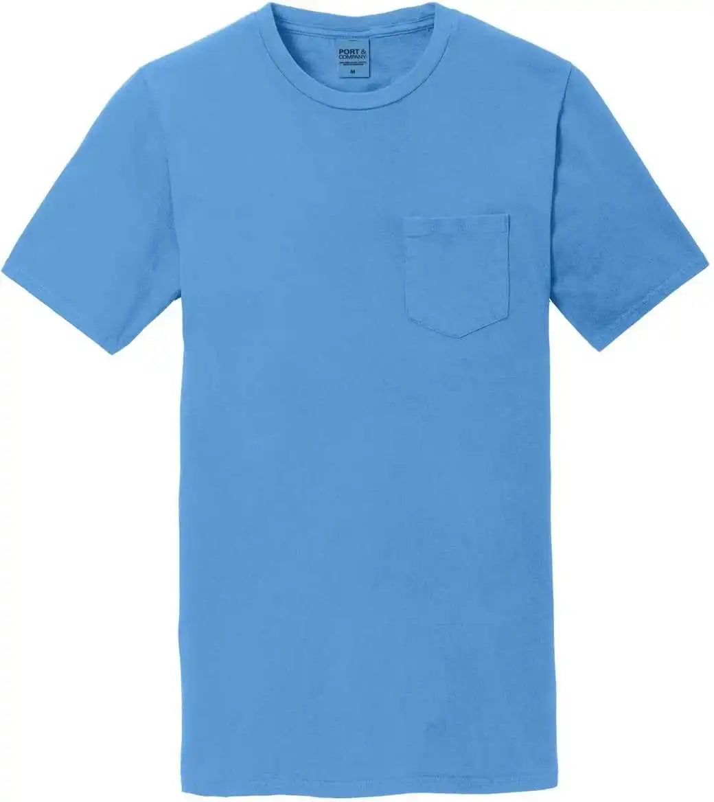 Port &amp; Company Pc099p Beach Wash Garment-dyed Pocket Tee - Blue Moon