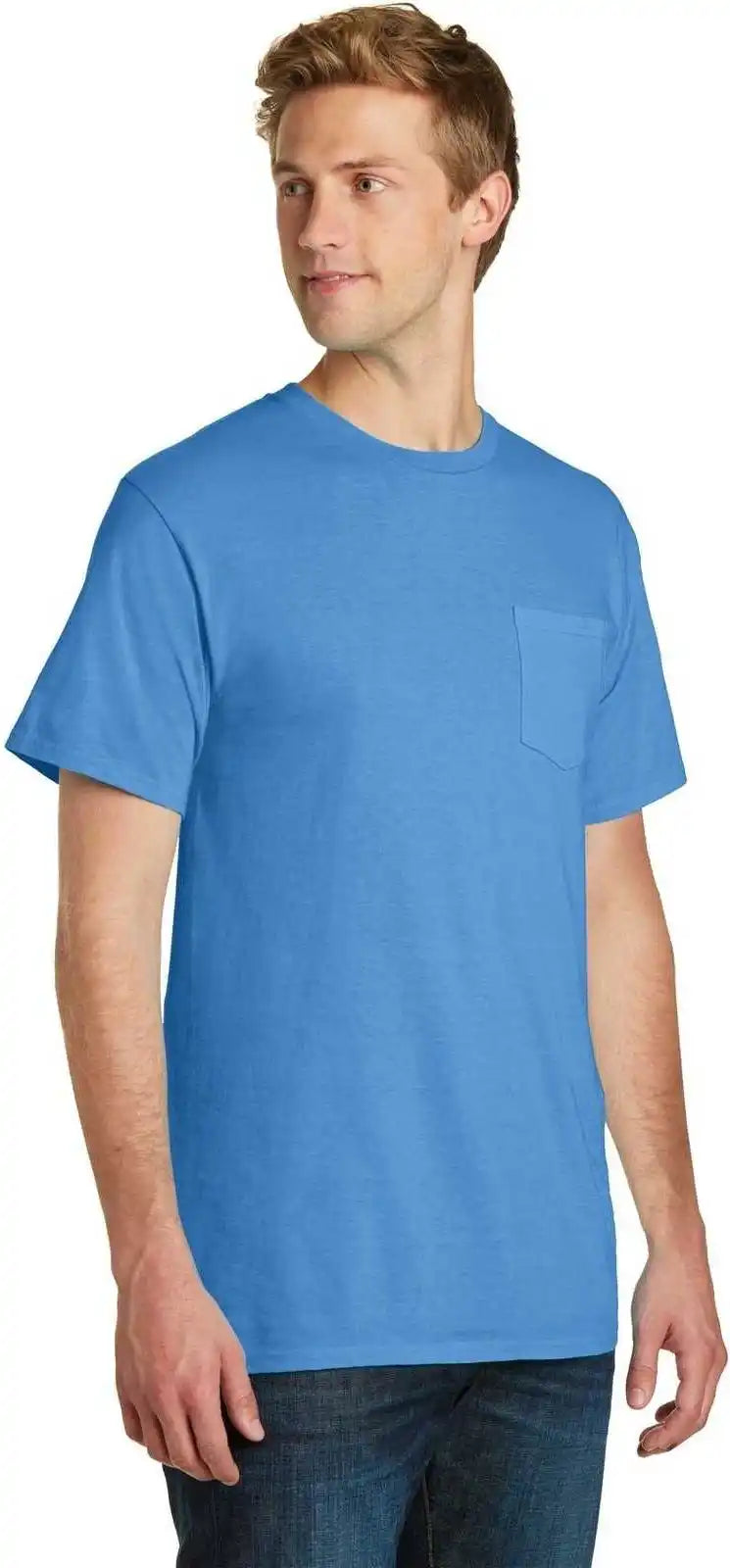 Port &amp; Company Pc099p Beach Wash Garment-dyed Pocket Tee - Blue Moon