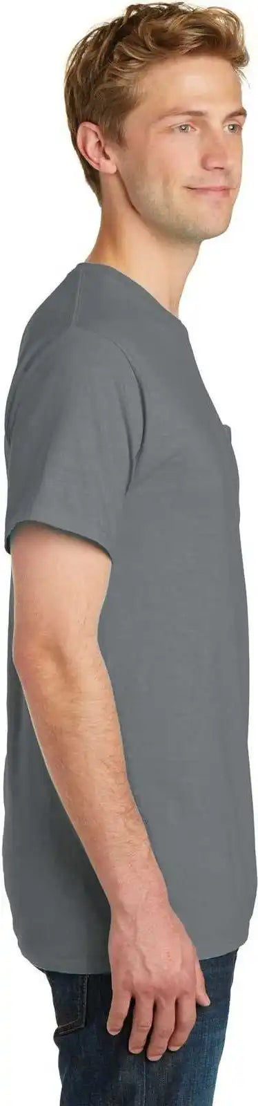 Port &amp; Company Pc099p Beach Wash Garment Dyed Pocket Tee Coal