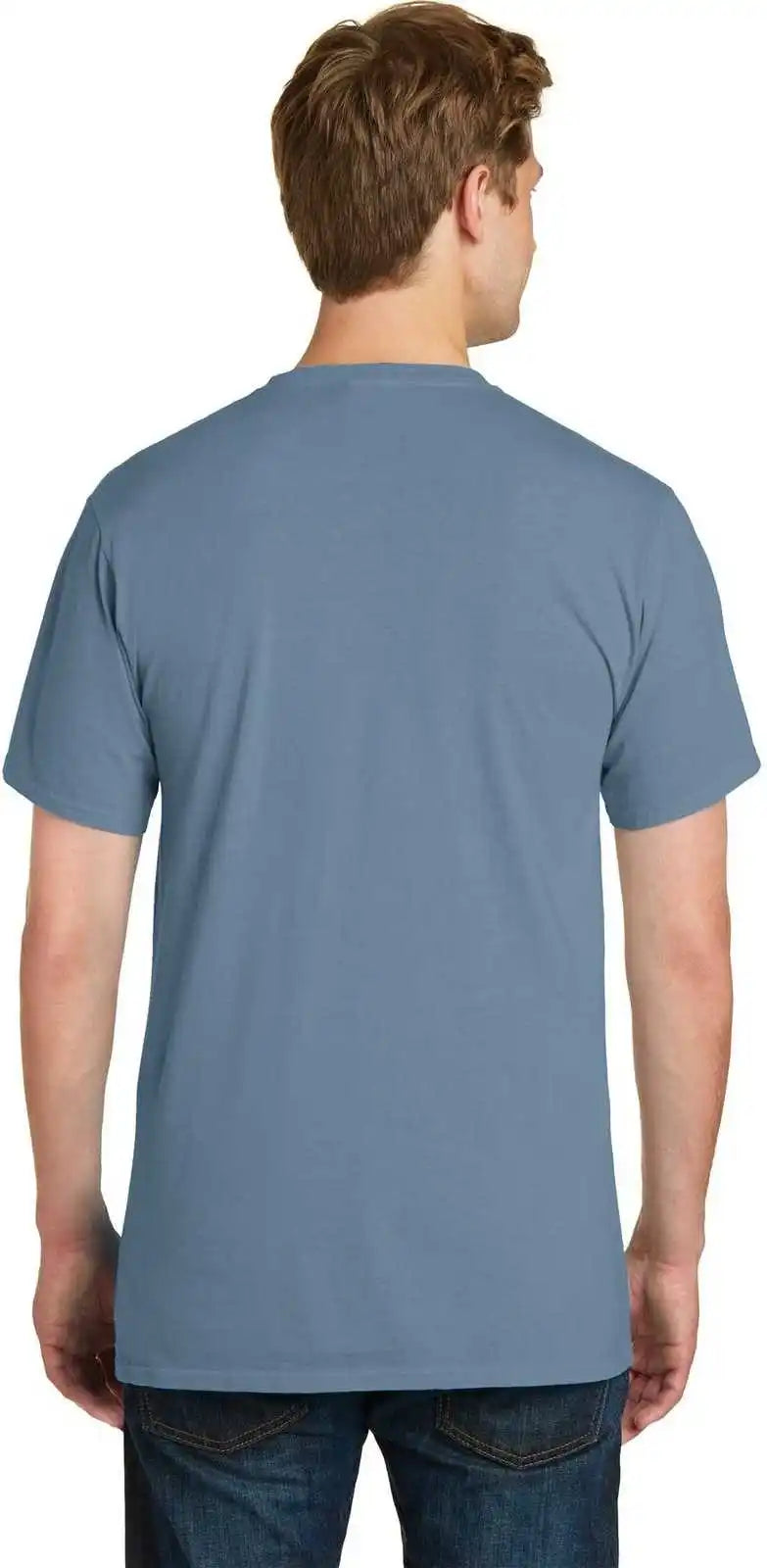 Port &amp; Company Pc099p Beach Wash Garment Dyed Pocket Tee Denim Blue