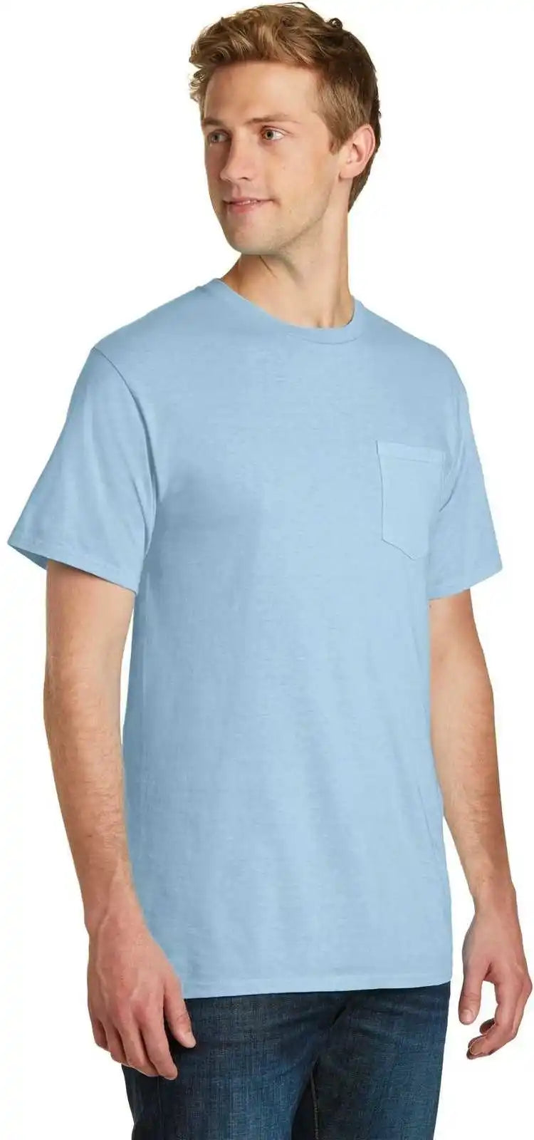 Port & Company Pc099p Beach Wash Garment Dyed Pocket Tee Glacier