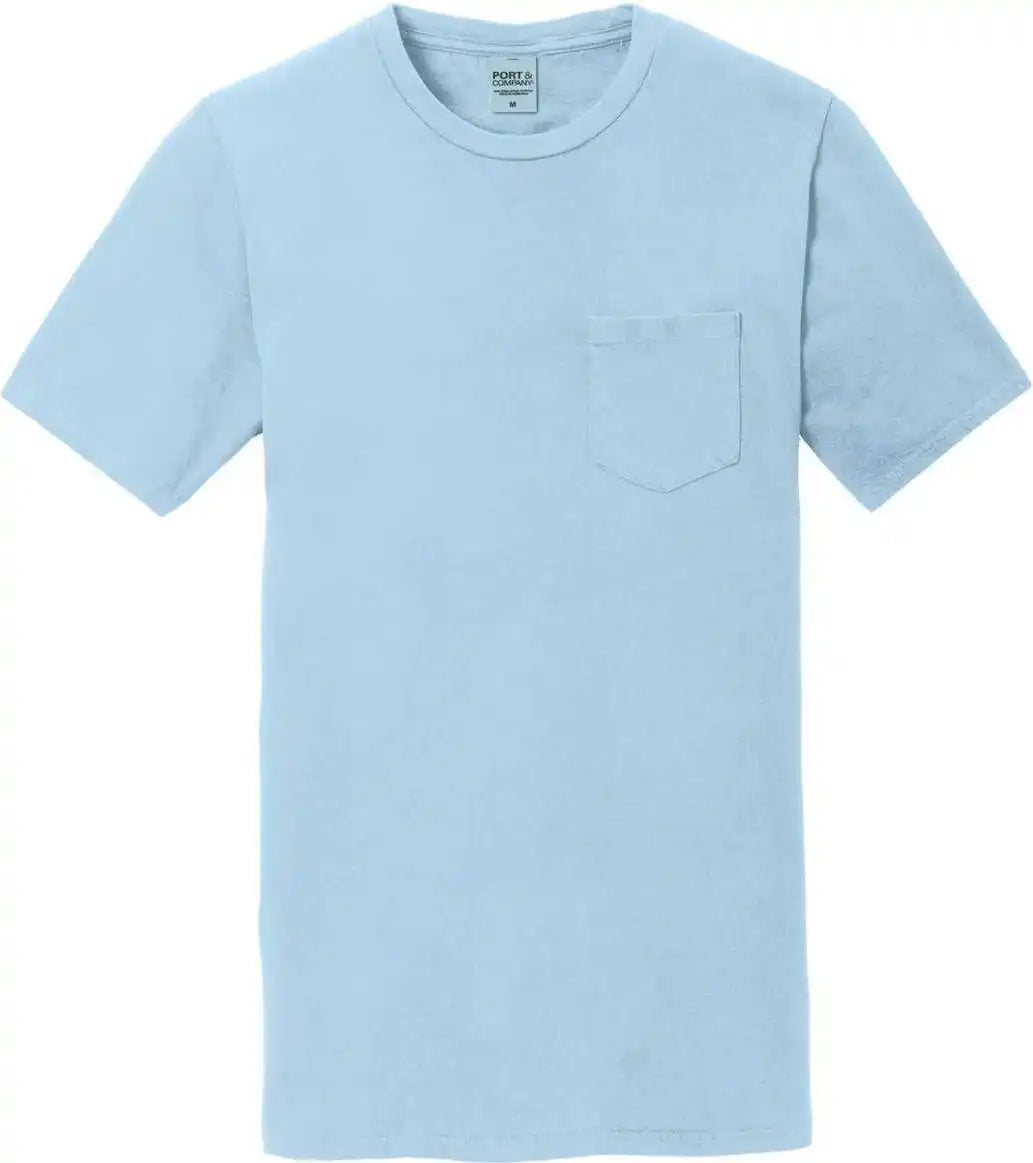 Port & Company Pc099p Beach Wash Garment Dyed Pocket Tee Glacier
