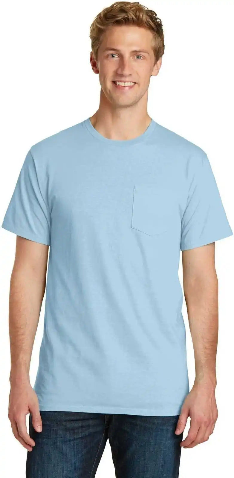 Port & Company Pc099p Beach Wash Garment Dyed Pocket Tee Glacier