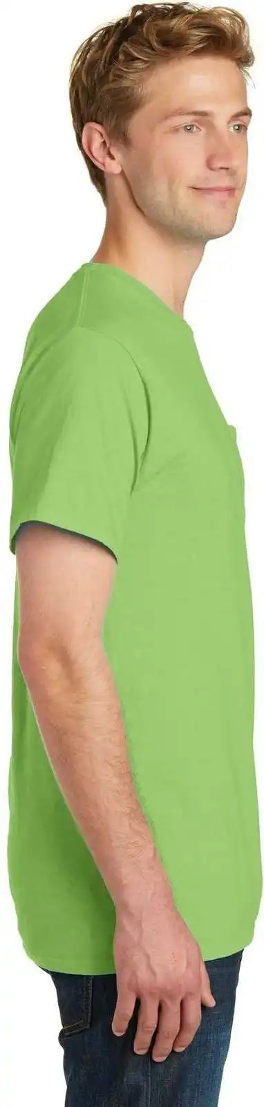 Port &amp; Company Pc099p Beach Wash Garment-dyed Pocket Tee - Limeade