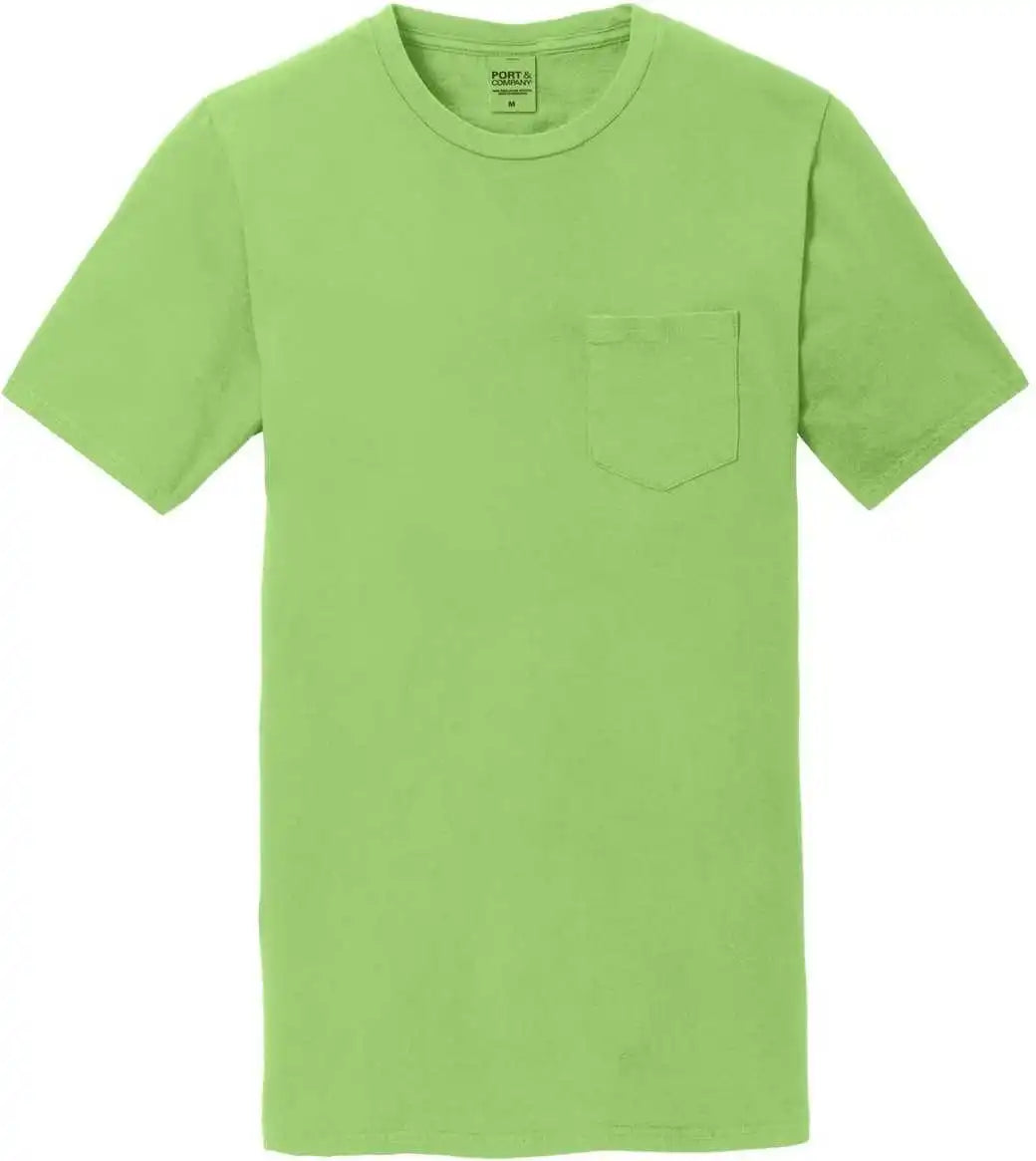 Port &amp; Company Pc099p Beach Wash Garment-dyed Pocket Tee - Limeade