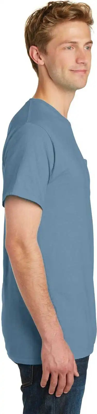 Port &amp; Company Pc099p Beach Wash Garment-dyed Pocket Tee - Mist