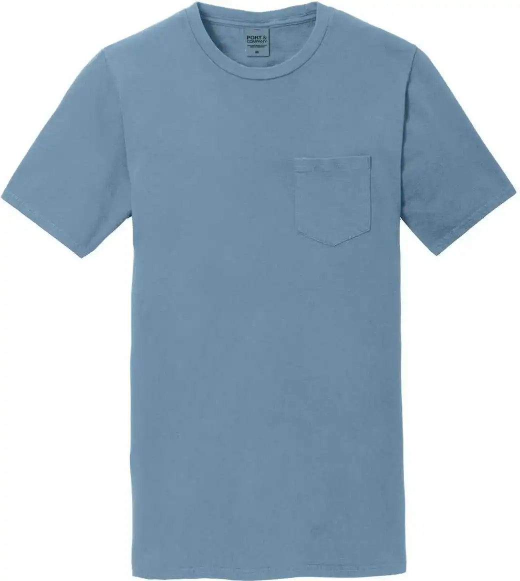 Port &amp; Company Pc099p Beach Wash Garment-dyed Pocket Tee - Mist