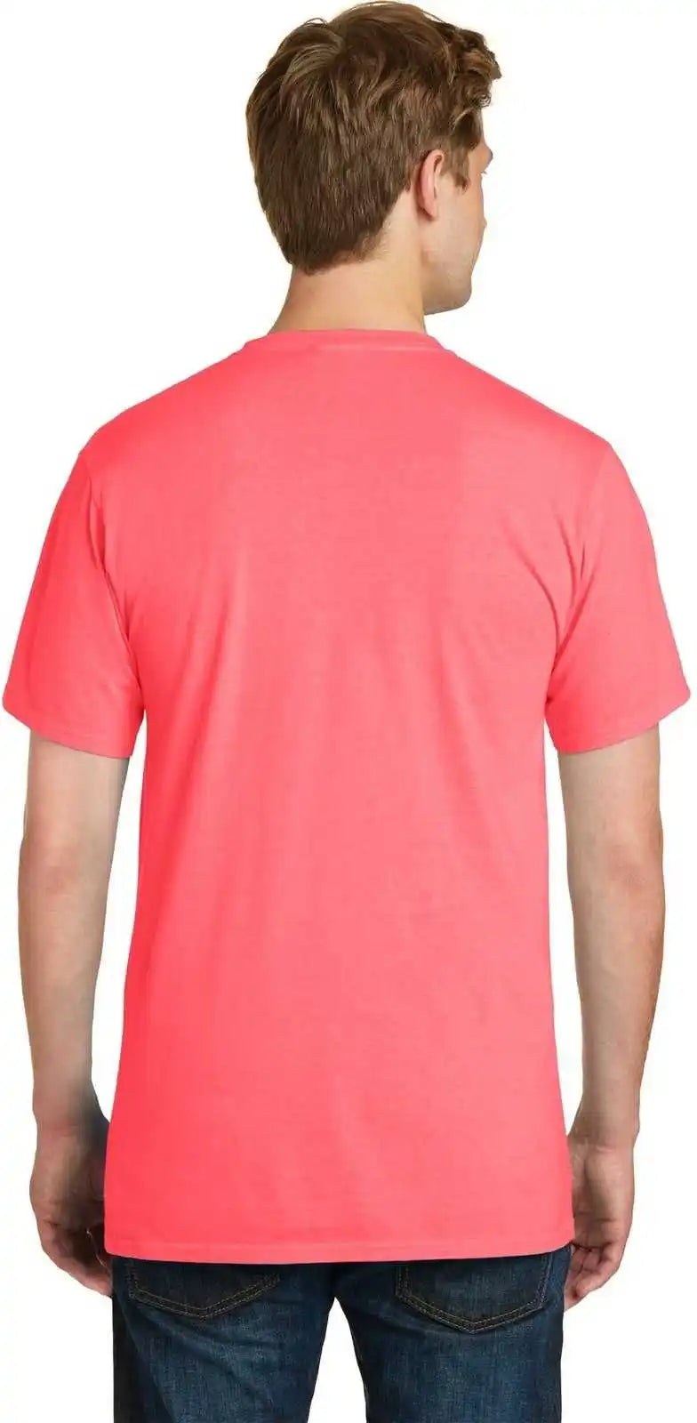 Port & Company Pc099p Beach Wash Garment-dyed Pocket Tee - Neon Coral