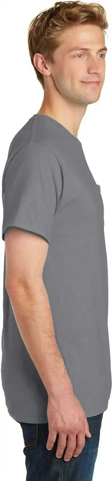 Port &amp; Company Pc099p Beach Wash Garment Dyed Pocket Tee Pewter