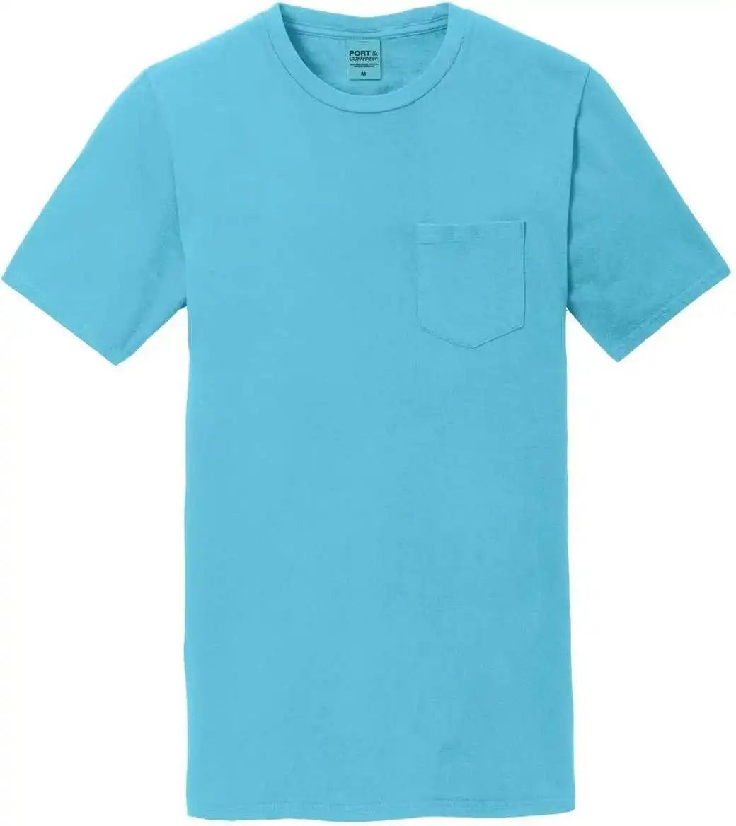 Port &amp; Company Pc099p Beach Wash Garment Dyed Pocket Tee Tidal Wave