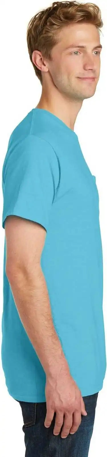 Port &amp; Company Pc099p Beach Wash Garment Dyed Pocket Tee Tidal Wave
