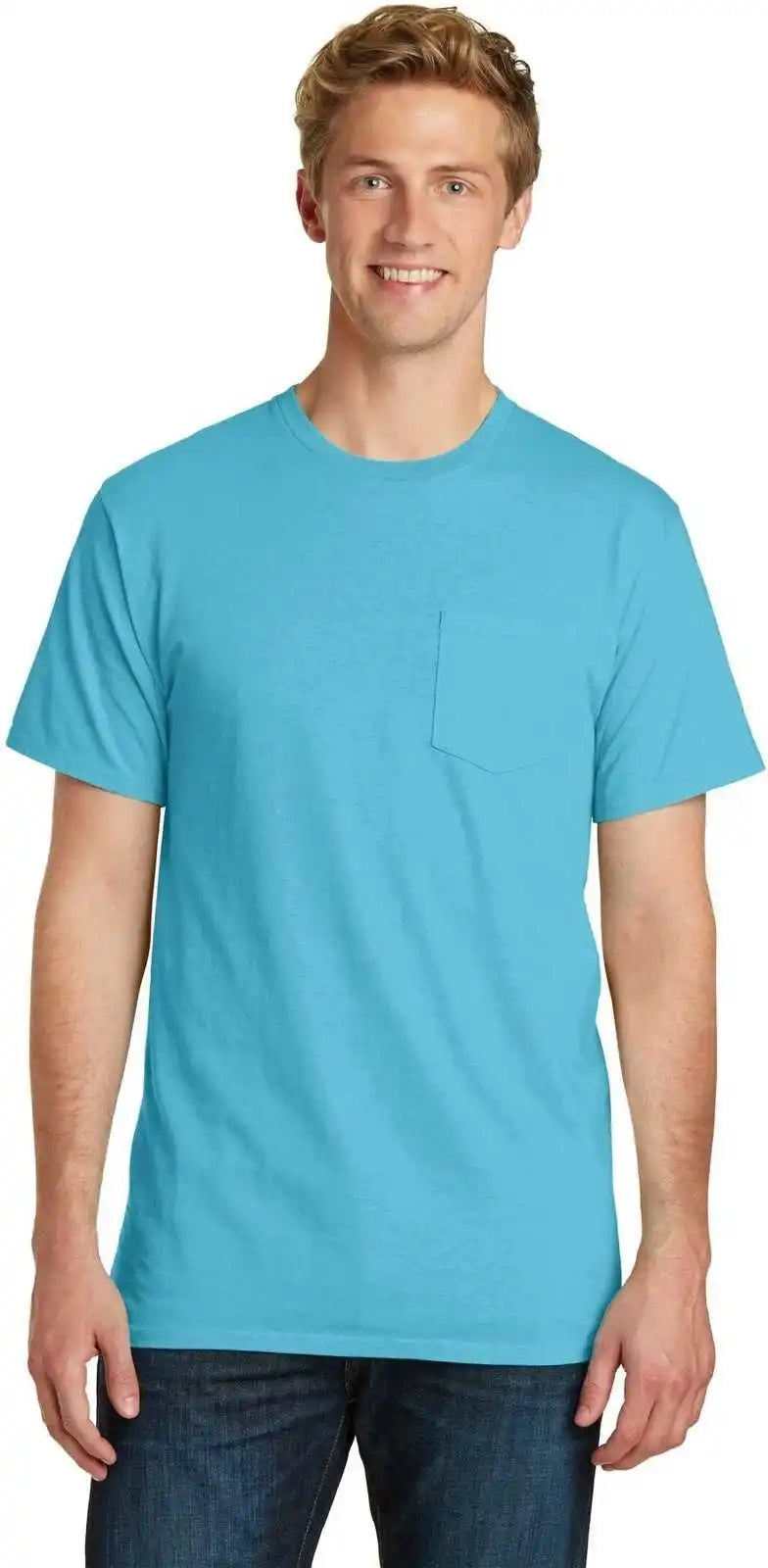 Port & Company Pc099p Beach Wash Garment Dyed Pocket Tee Tidal Wave