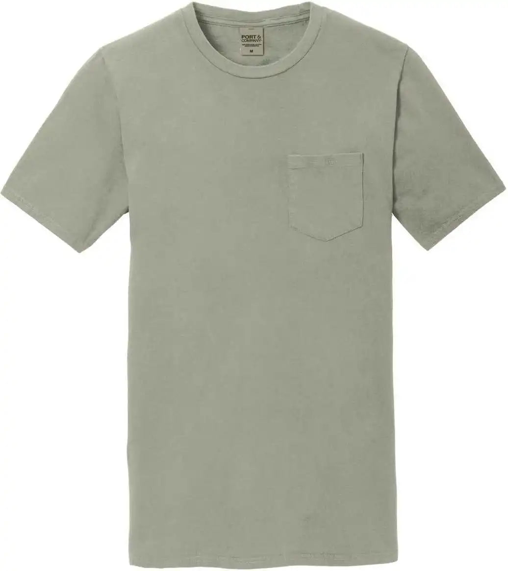 Port &amp; Company Pc099p Beach Wash Garment Dyed Pocket Tee Walnut