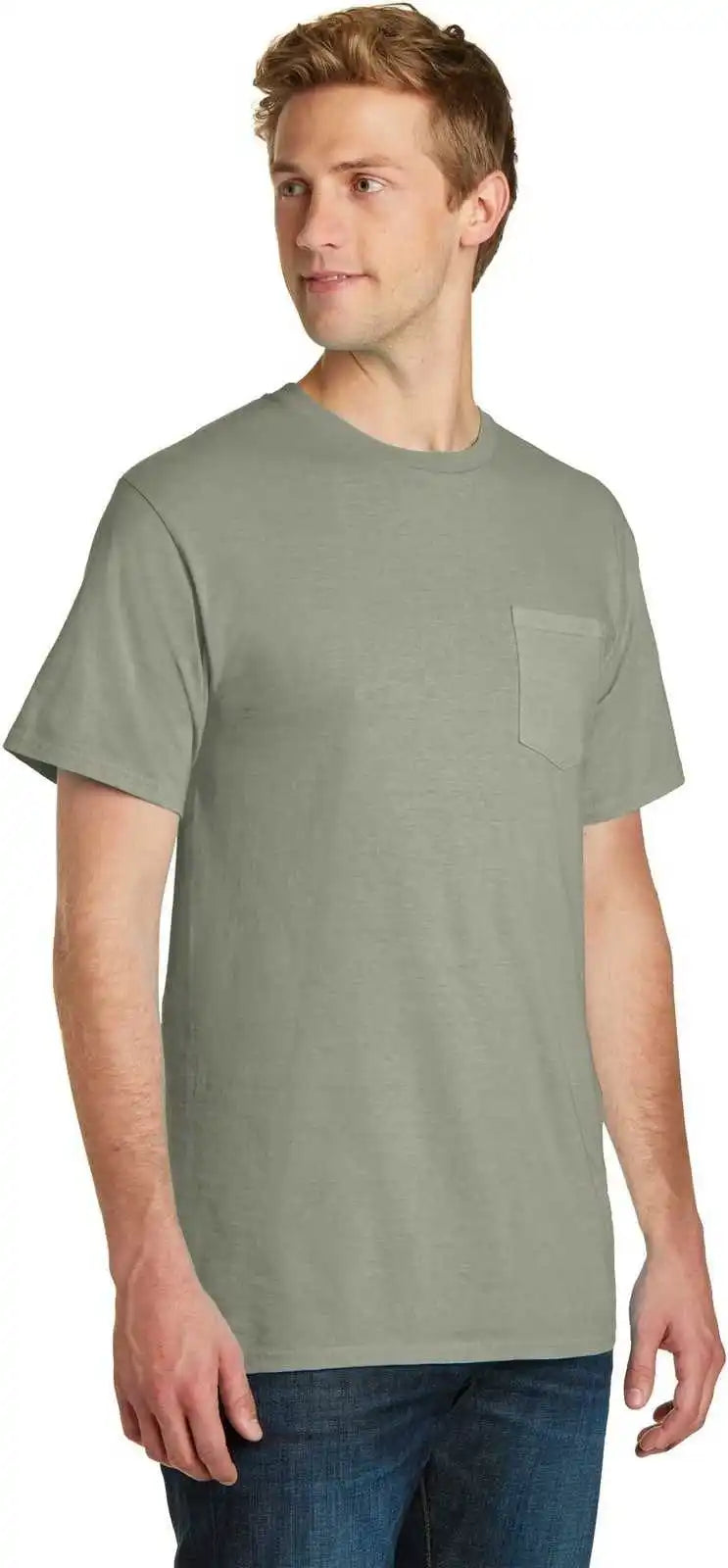 Port &amp; Company Pc099p Beach Wash Garment Dyed Pocket Tee Walnut