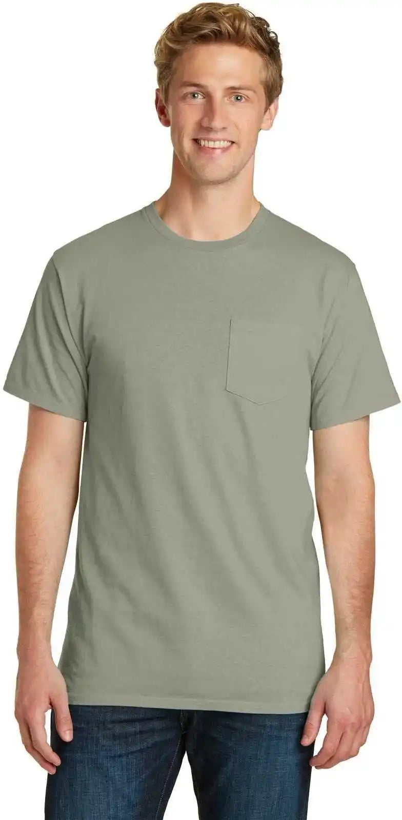 Port &amp; Company Pc099p Beach Wash Garment Dyed Pocket Tee Walnut