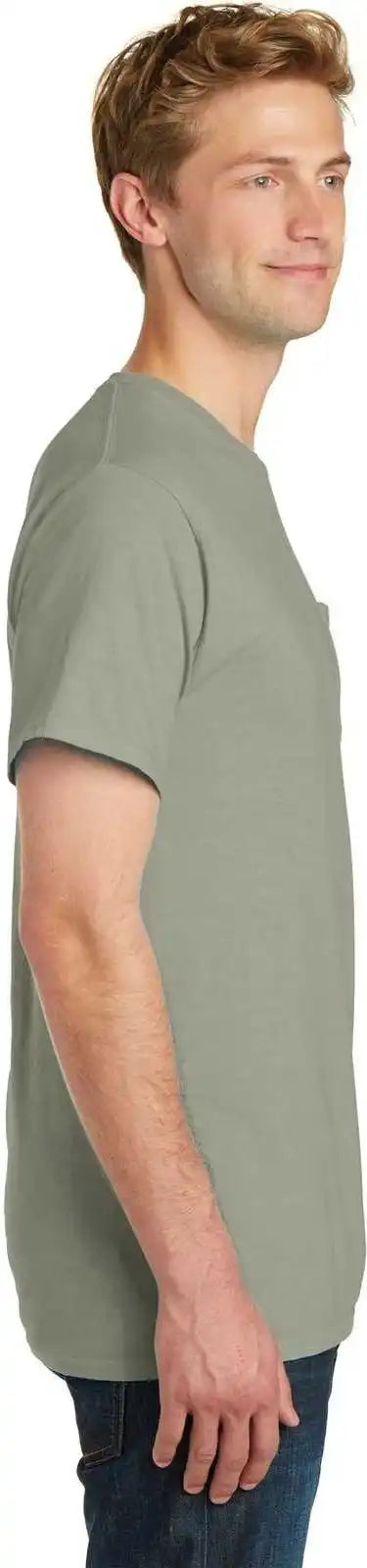 Port &amp; Company Pc099p Beach Wash Garment Dyed Pocket Tee Walnut