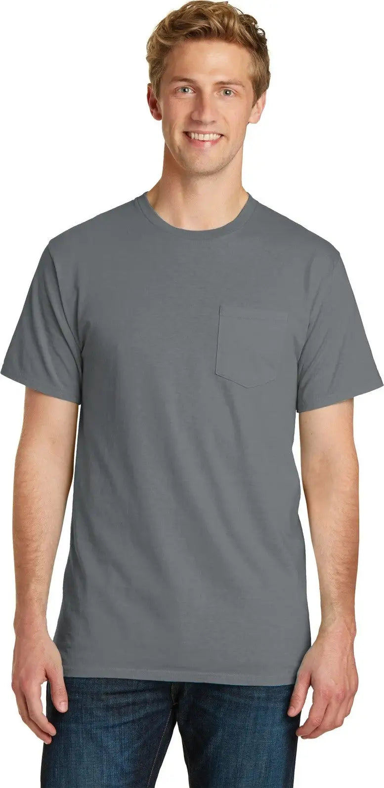 Port & Company Pc099p co Beach Wash Garment-dyed Pocket Tee - Coal - Adult s