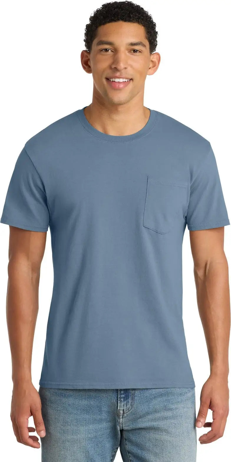 Port & Company Pc099p co Beach Wash Garment-dyed Pocket Tee - Denim Blue