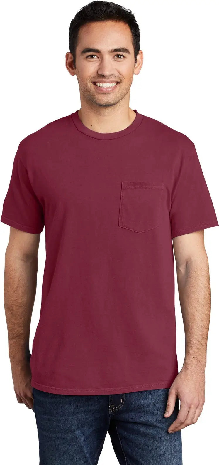 Port & Company Pc099p co Beach Wash Garment-dyed Pocket Tee - Merlot