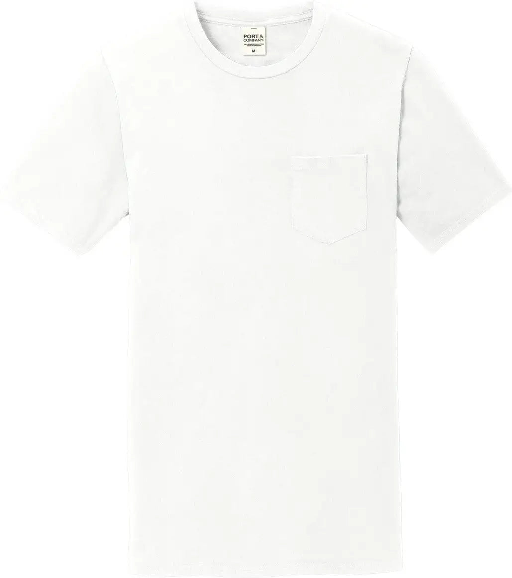 Port & Company Pc099p co Beach Wash Garment-dyed Pocket Tee - White