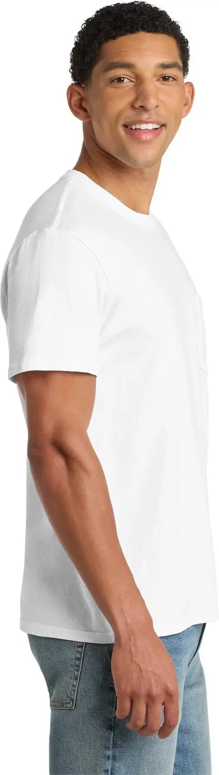 Port & Company Pc099p co Beach Wash Garment-dyed Pocket Tee - White