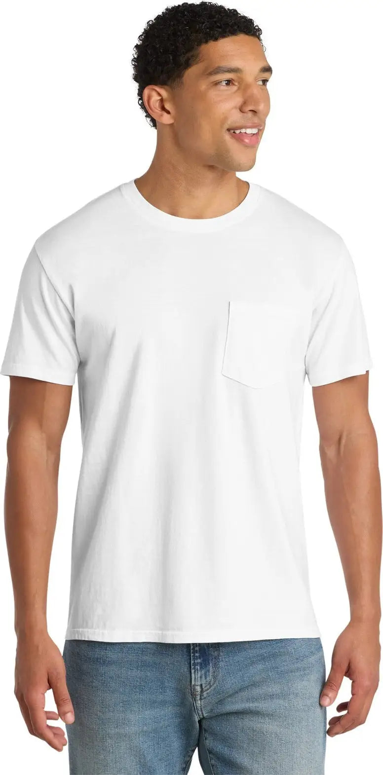 Port & Company Pc099p co Beach Wash Garment-dyed Pocket Tee - White