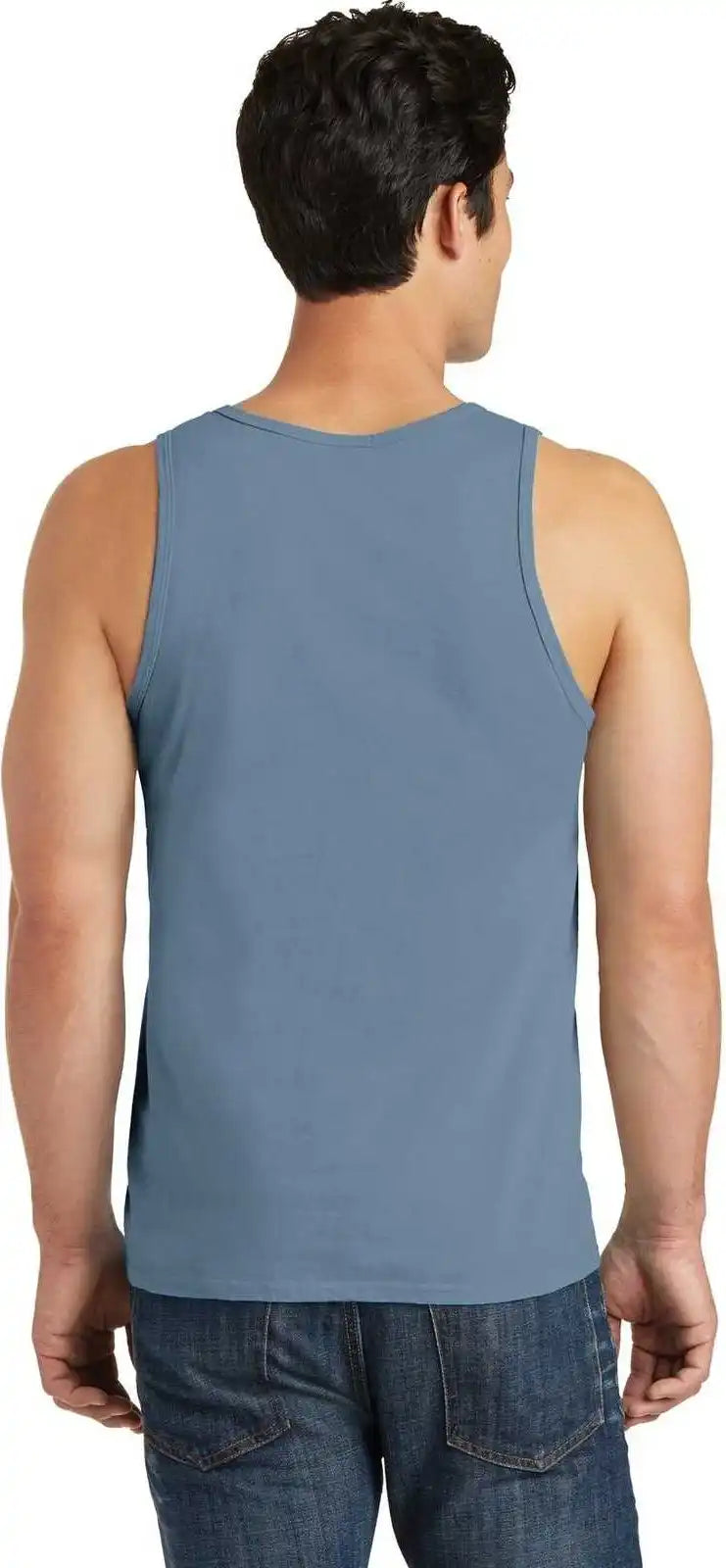 Port &amp; Company Pc099tt Beach Wash Garment Dyed Tank Denim Blue