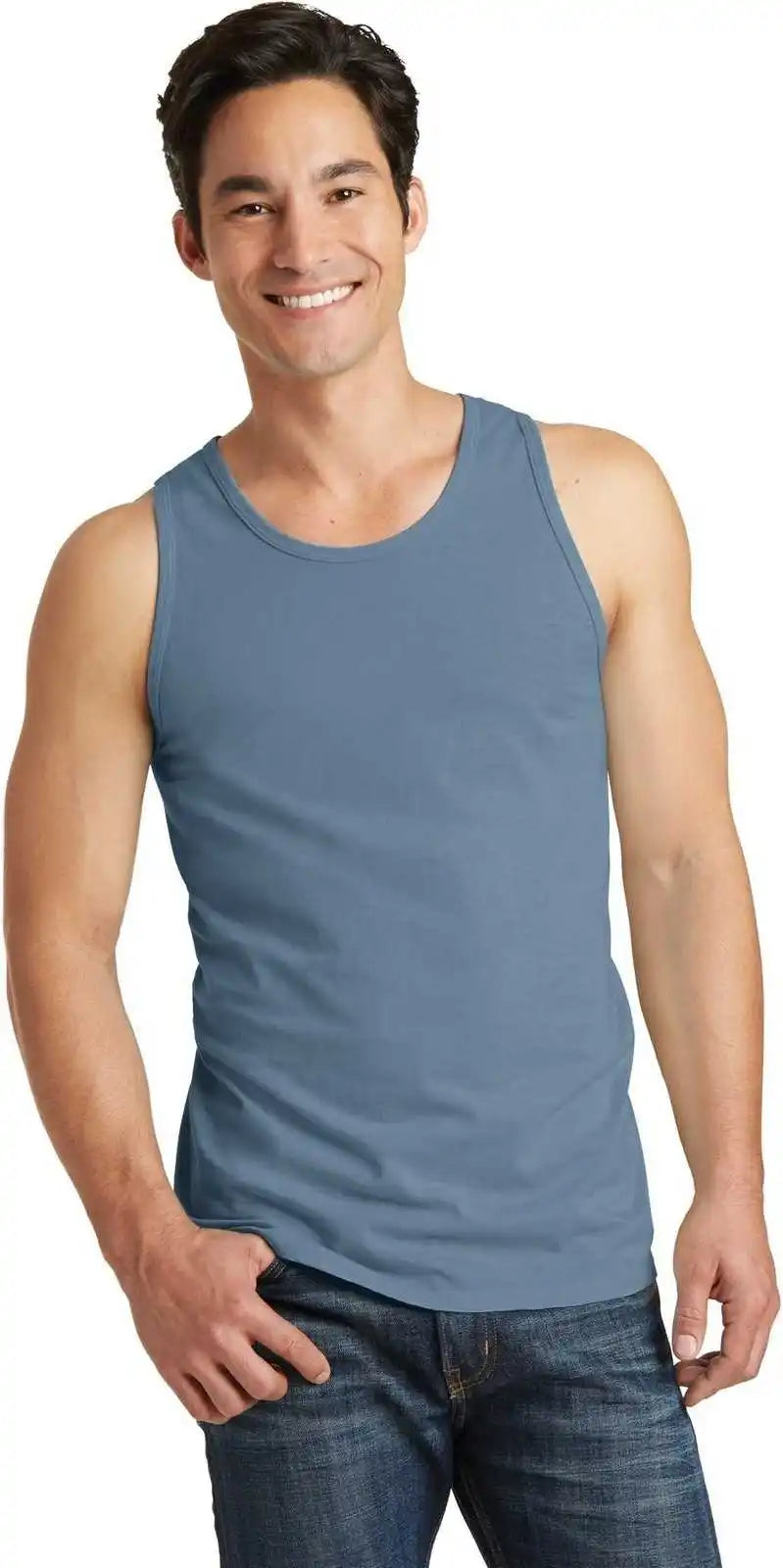 Port &amp; Company Pc099tt Beach Wash Garment Dyed Tank Denim Blue