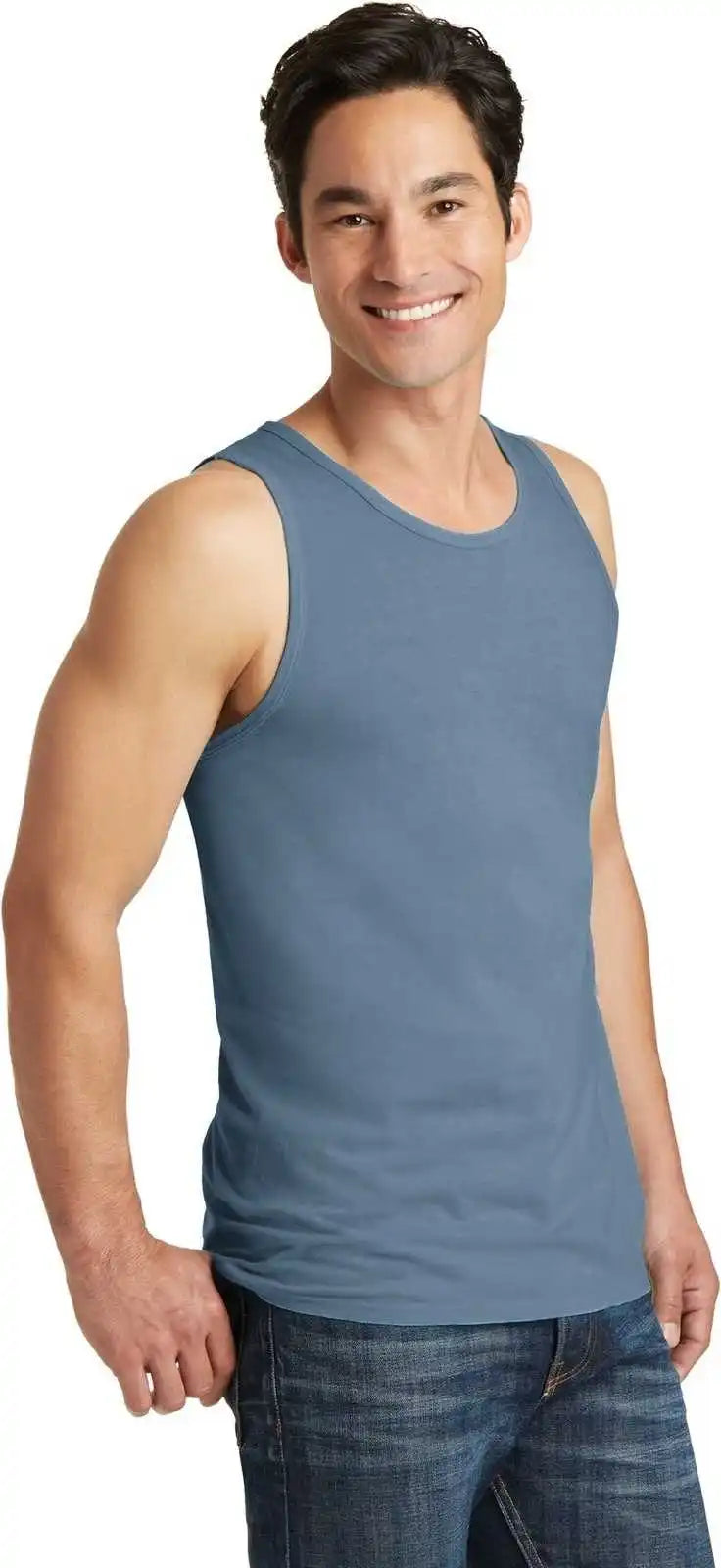 Port &amp; Company Pc099tt Beach Wash Garment Dyed Tank Denim Blue
