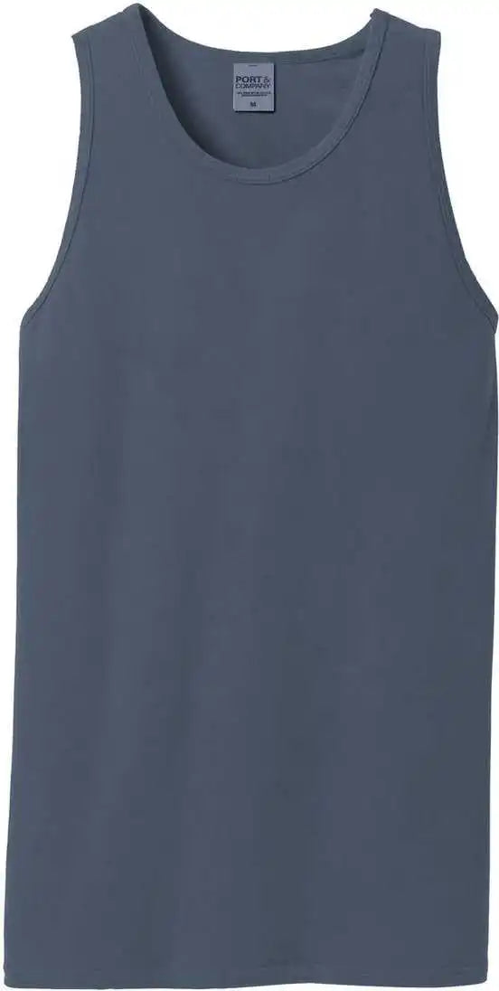 Port &amp; Company Pc099tt Beach Wash Garment Dyed Tank Denim Blue
