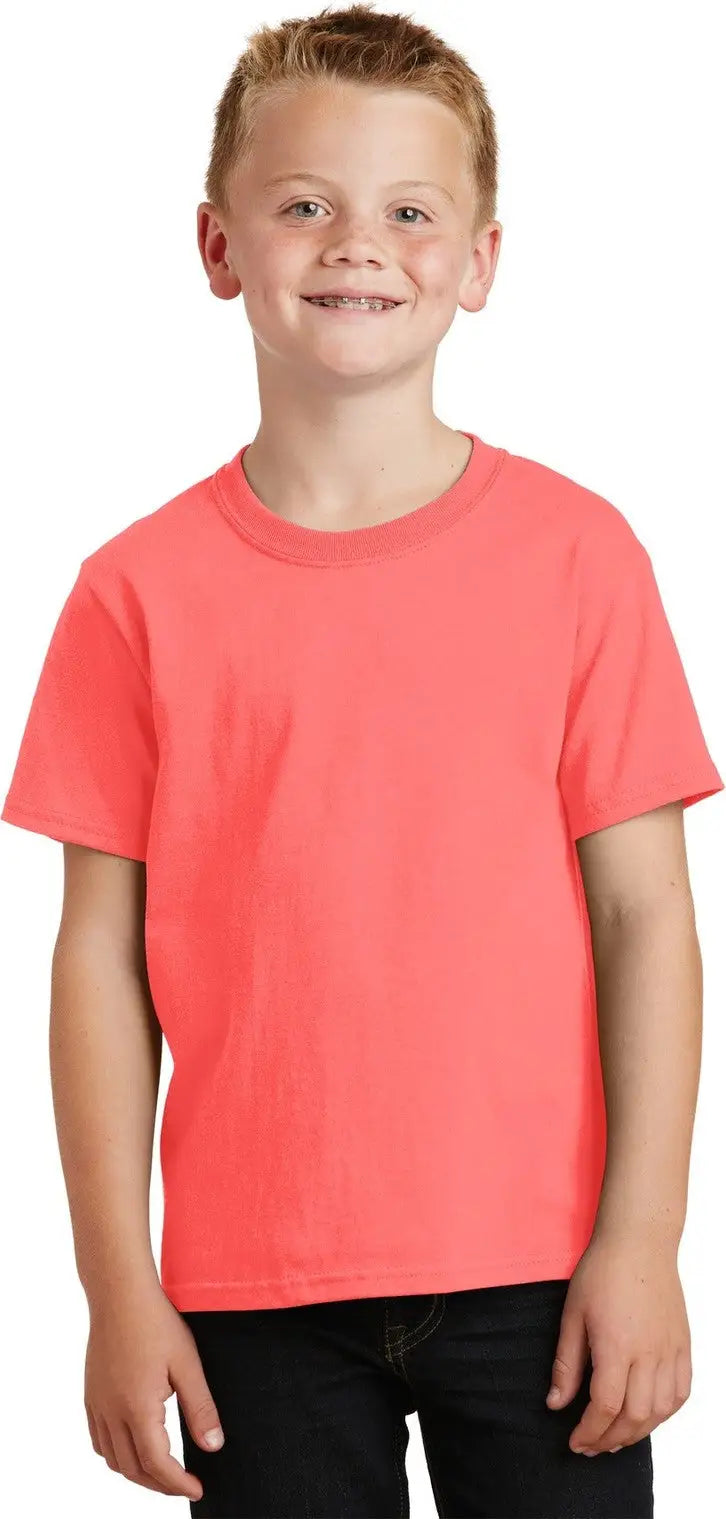 Port & Company Pc099y co Youth Beach Wash Garment-dyed Tee - Neon Coral - Xs