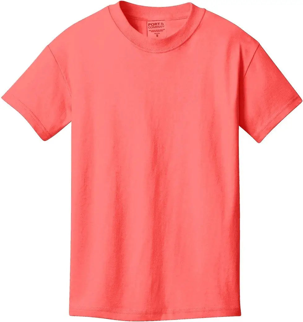 Port & Company Pc099y co Youth Beach Wash Garment-dyed Tee - Neon Coral