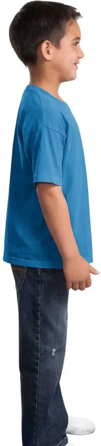 Port &amp; Company Pc099y Youth Beach Wash Garment Dyed Tee Blue Moon