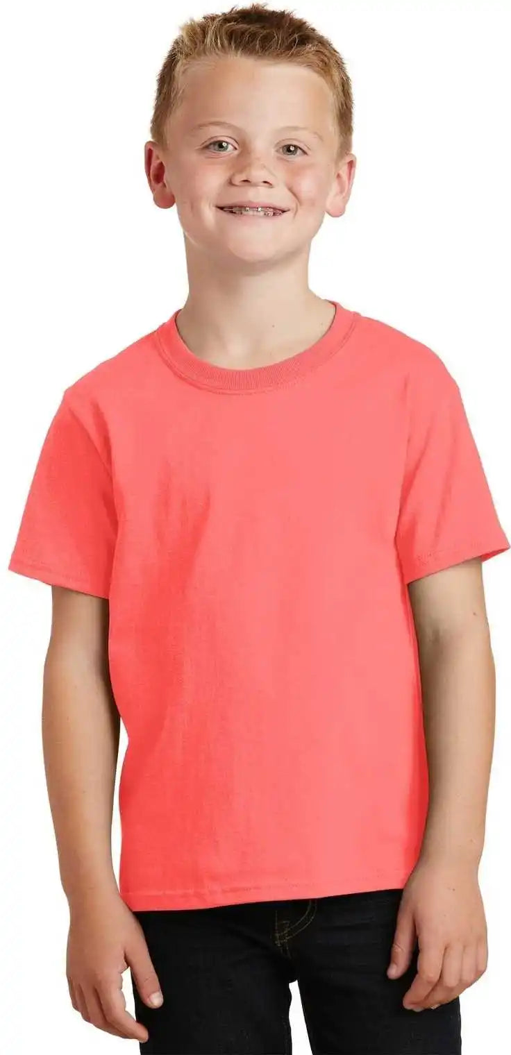 Port &amp; Company Pc099y Youth Beach Wash Garment-dyed Tee - Neon Coral