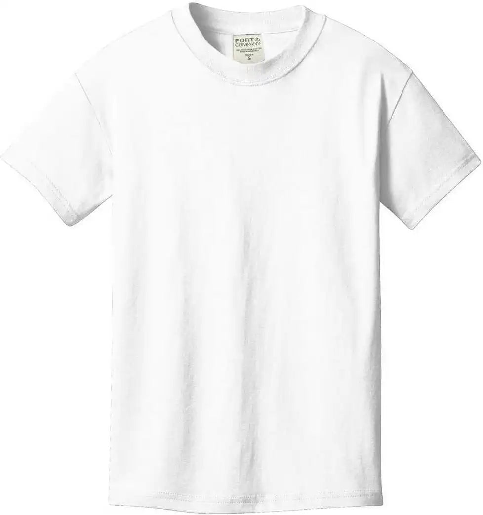 Port & Company Pc099y Youth Beach Wash Garment Dyed Tee White