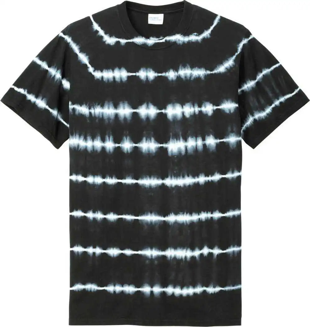 Port &amp; Company Pc142 Allover Stripe Tie-dye Tee - Black/ White