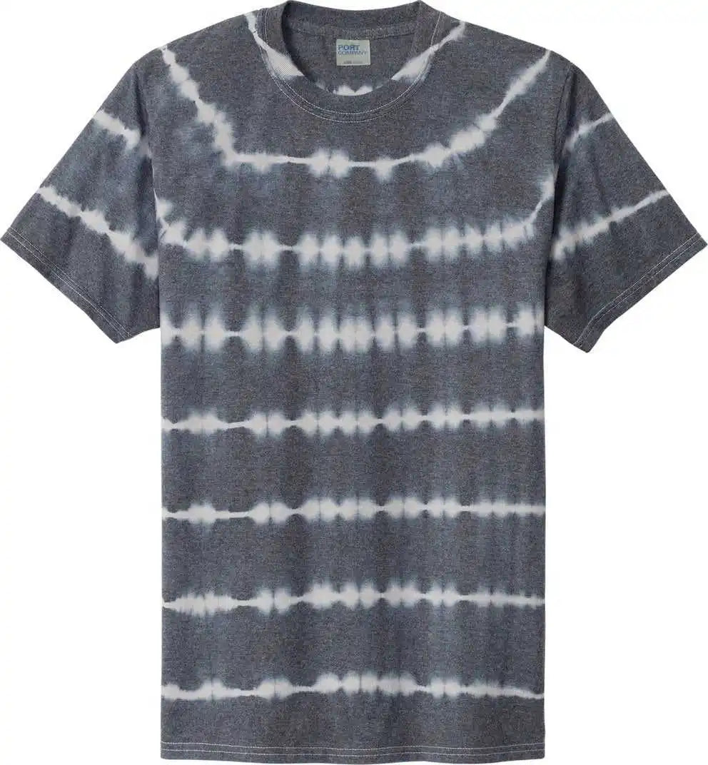 Port &amp; Company Pc142 Allover Stripe Tie-dye Tee - Grph/ltgry